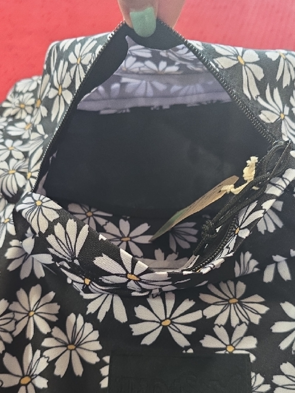 Jansport Black Daisy Print Backpack - Picture 6 of 12